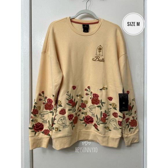 Disney Beauty and the Beast Belle Floral Crewneck Size M - Picture 1 of 11